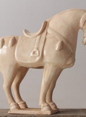 唐三彩仿古马陶瓷马摆件做旧家居酒店博古架装饰品复古收藏艺术品