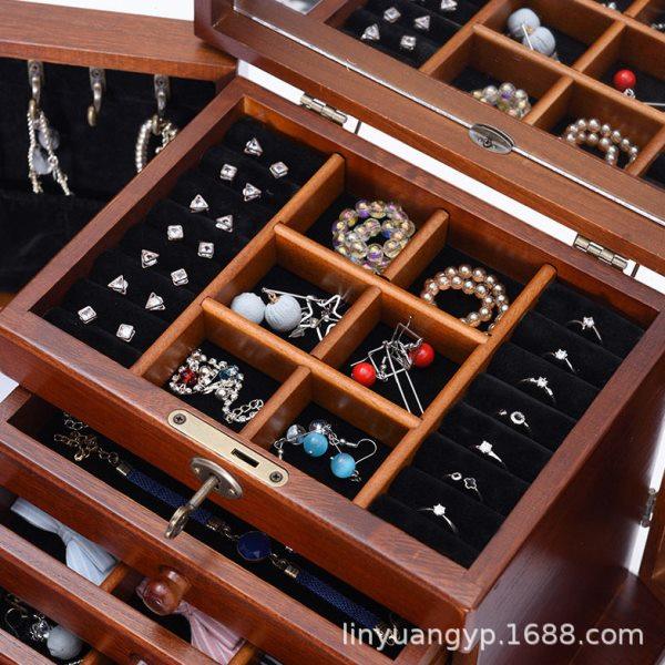 带锁首饰收纳盒女复古木质首饰包装盒现货中式多层首饰包装木盒,淘宝优惠券,粉丝福利购,淘宝优惠卷