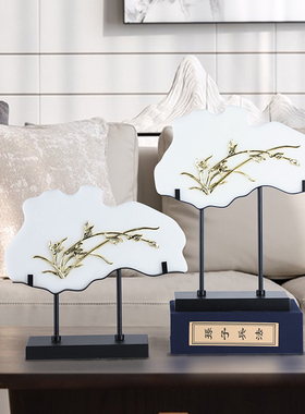 现代简约新中式玉石摆件客厅酒柜玄关售楼处酒店样板房Z间软装饰