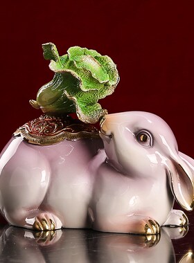 福兔百财招财铜兔摆件纯铜兔年生肖玄关办K公室电视柜乔迁送礼装