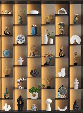 新中式摆件轻奢高客厅酒创柜家摆居装饰品意电档视柜办公室ltao73