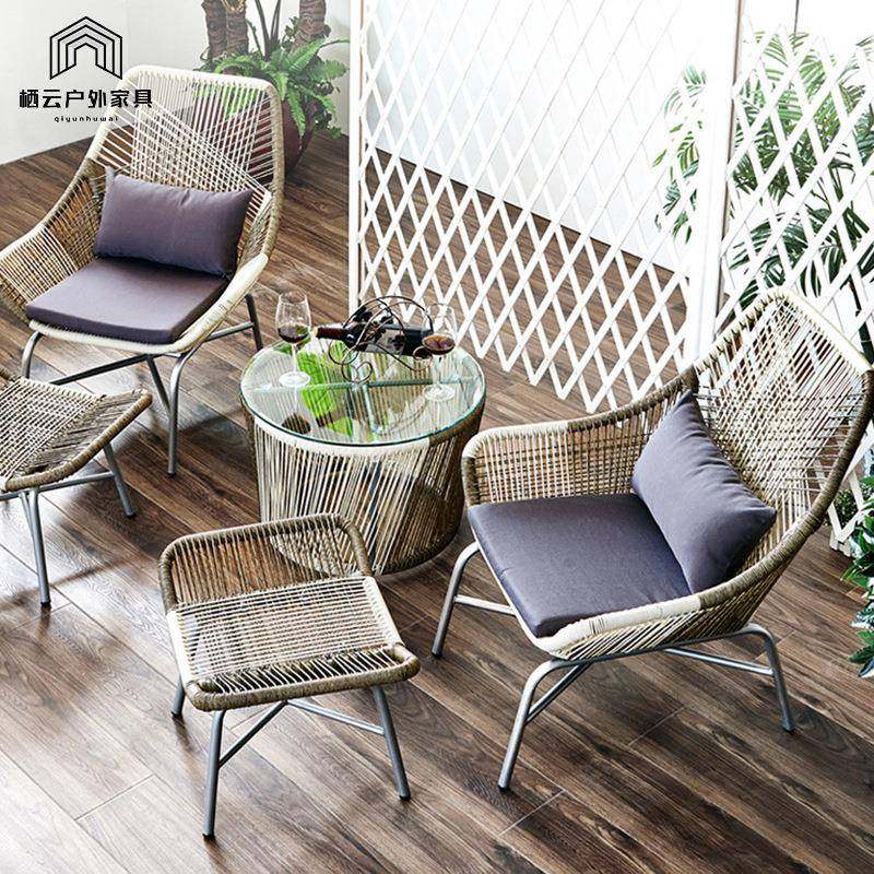 户外藤椅三件套民宿藤编庭院沙发简约休闲室外茶几组合露台小桌椅,淘宝优惠券,粉丝福利购,淘宝优惠卷