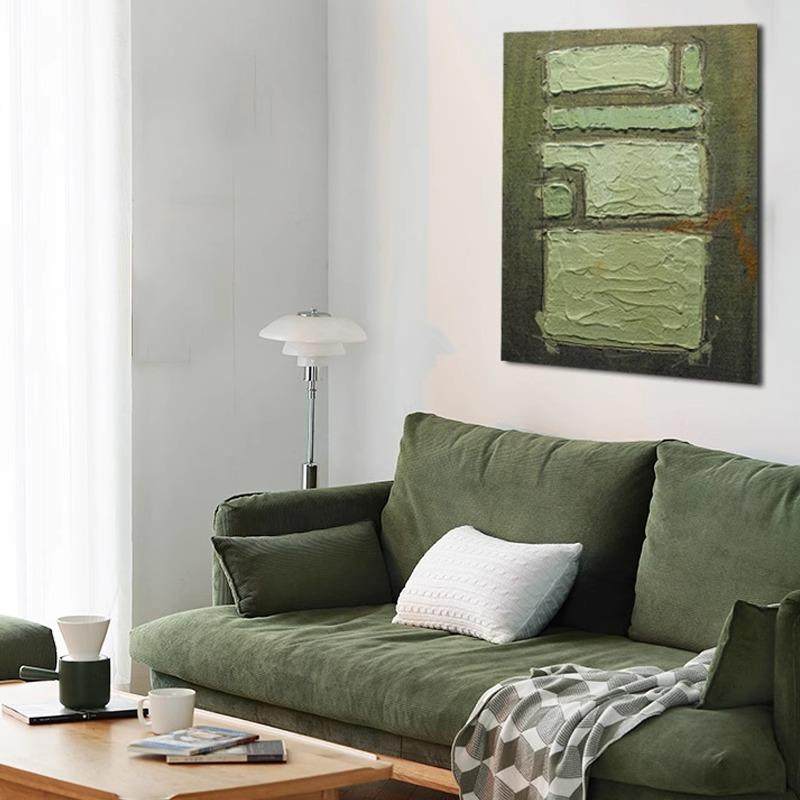 中古奶油风纯手绘油画客厅沙发背景装饰画赤贫诧寂风绿色玄关挂画,淘宝优惠券,粉丝福利购,淘宝优惠卷