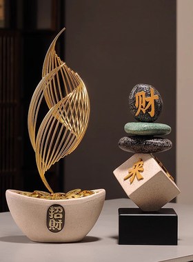 时来运转八方来财桌面摆件办公室高级感酒柜装P饰品送乔迁开业礼