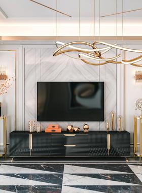 轻奢客厅落地摆件装饰p架电视柜旁边置物架大型北欧沙发大理石花