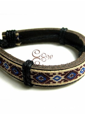 牛皮手链饰品流行首饰复古花边手C工刺绣西藏民族风时尚厂家直供