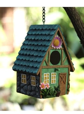 庭院花园布置装饰摆件户屋u外鸟屋窝壁挂件树脂仿实木阳台家居造