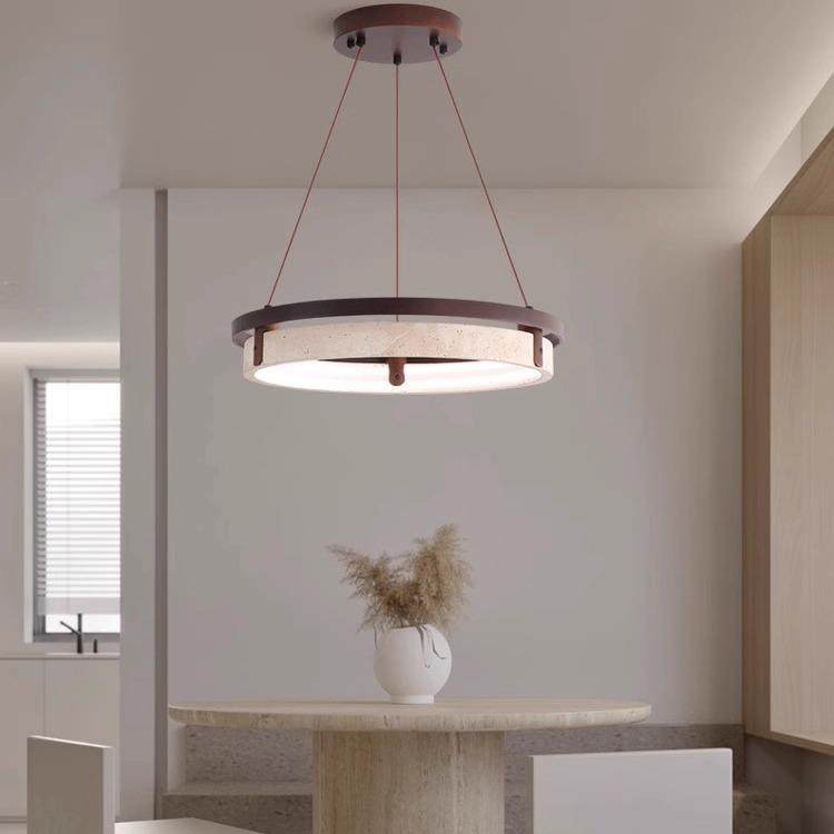 2025新款中古风餐厅全光谱护眼吊灯中式诧寂风圆形餐桌led黄洞石,淘宝优惠券,粉丝福利购,淘宝优惠卷