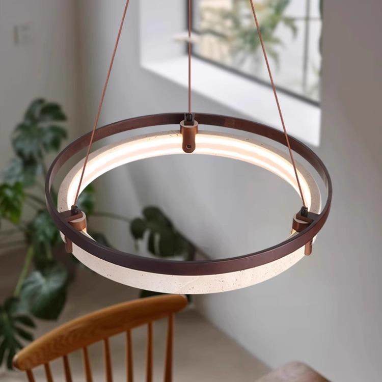 2025新款中古风餐厅全光谱护眼吊灯中式诧寂风圆形餐桌led黄洞石,淘宝优惠券,粉丝福利购,淘宝优惠卷