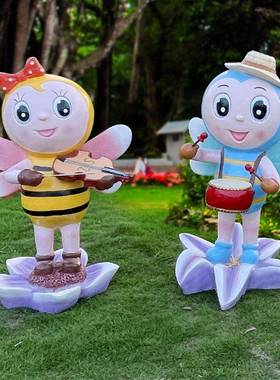 户外园林景观雕塑玻璃钢卡通蜜蜂雕塑公园区小品草坪装饰摆件造景