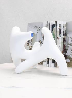 现代简约白色蓝色抽象几何拐角创意个性小众样板间售楼处桌面摆件