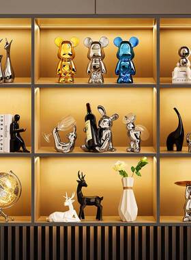 新款实用酒柜装饰品摆件现代轻奢客厅红酒架家居玻璃展示柜套装耐