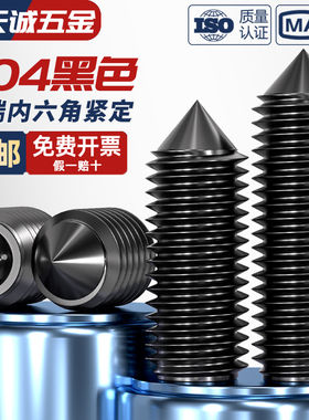 黑色304不锈钢尖端内六角机米紧定螺丝无头顶丝止付M3M4M5M6M8M10