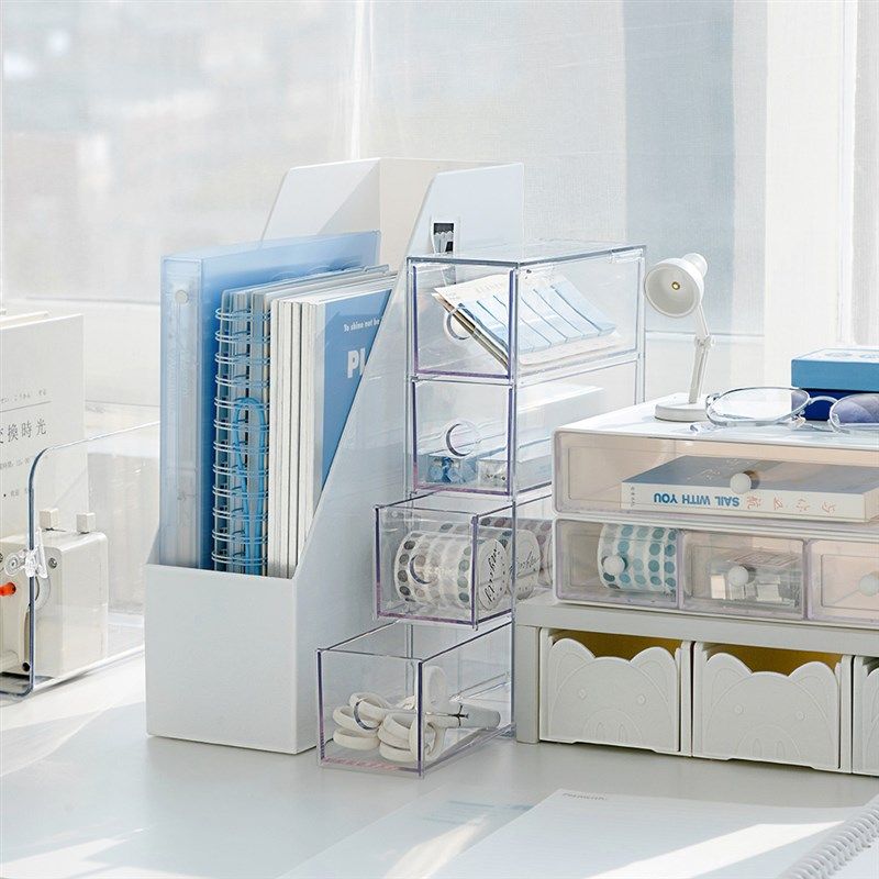 ins亚克力透明桌面收纳盒日式笔盒化妆品文具收纳长方形抽屉式盒,淘宝优惠券,粉丝福利购,淘宝优惠卷