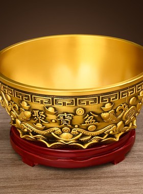 纯黄铜聚宝盆摆件实心聚宝盆家居装饰J工艺品公司店铺开业礼品