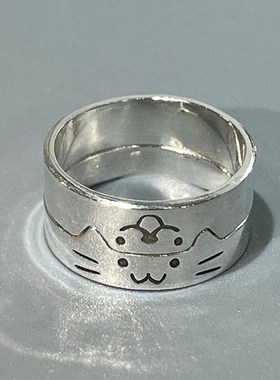 猫狗小猫小狗情侣l对戒开口戒指男女甜美可爱食指戒礼物可调节人