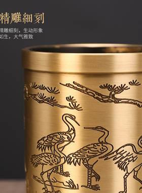 纯铜笔筒摆件办公室桌面复古w中式装饰摆设送老师领导退休商务礼