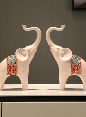 吉祥如意招财大象摆件入户u玄关结婚高端礼物创意电视柜桌面装饰