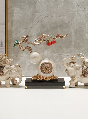 大象摆饰一对客厅招财入户玄w关电视柜家居饰品搬家礼物乔迁新居