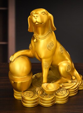 纯铜狗摆件生肖狗踩元宝狗铜狼狗西北补I角狗缺角坐地生财狗黄铜