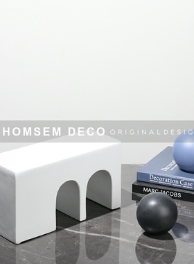 简约现代创意艺术几何陶瓷软装饰品样板K房间售楼处家居玄关摆件