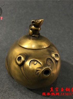 铜壶摆件纯铜老j鼠水壶茶壶酒壶家居装饰仿古做旧古玩礼品收藏包