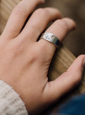 BKP曼谷公园日落沙洲复古戒指做E旧ins手工民族新中式男女指