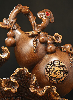 招财纳福b葫芦白菜摆件聚宝盆中式客厅玄关电视柜装饰乔迁开业礼