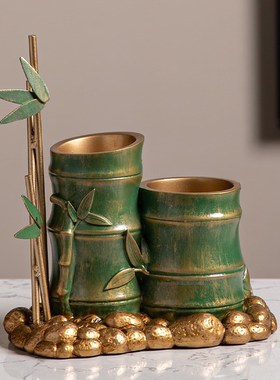 节节高升b竹子笔筒收纳摆件老板办公室书房桌面装饰送领导老师礼