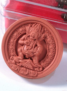 紫砂擦擦随身f手工烧制吊坠文殊菩萨绿度母药师佛陶土泥砂黄财神