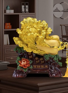 金白菜招财摆f件客厅玄关酒柜办公室桌面装饰公司店铺乔迁开业