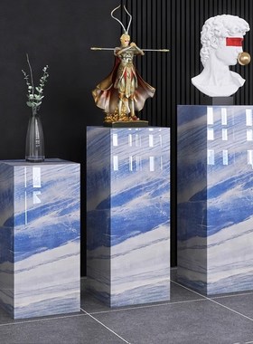 客厅岩板落地式花架子阳台轻奢高级感装H饰品置物架大理石摆件底