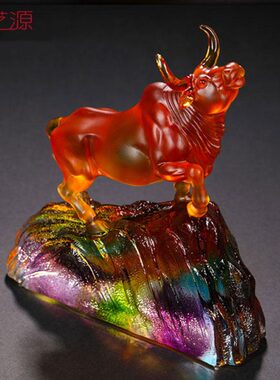 琉璃摆件牛势创意时尚家居装饰品上市礼品商务生日礼物定制刻字