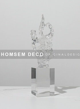 现代简约水晶摆件样板房间软装饰品家居K客厅书房玄关柜售楼处摆