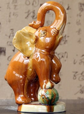 唐三彩大象陶瓷大象摆件送宝象z家居创意摆件工艺品礼品客厅装饰