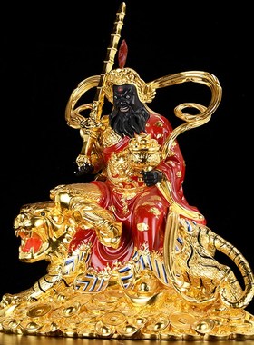 铜鎏金铜五d路财神招财武财神赵公明骑虎像铜像正财神店铺公司摆