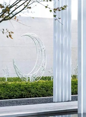 不锈钢镜面镂空月亮雕塑样品屋展示中心行销I中心水池水景摆件地