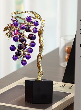 珐琅彩葡萄发f财树摆件客厅轻奢高档高级感玄关装饰高端玻璃工艺