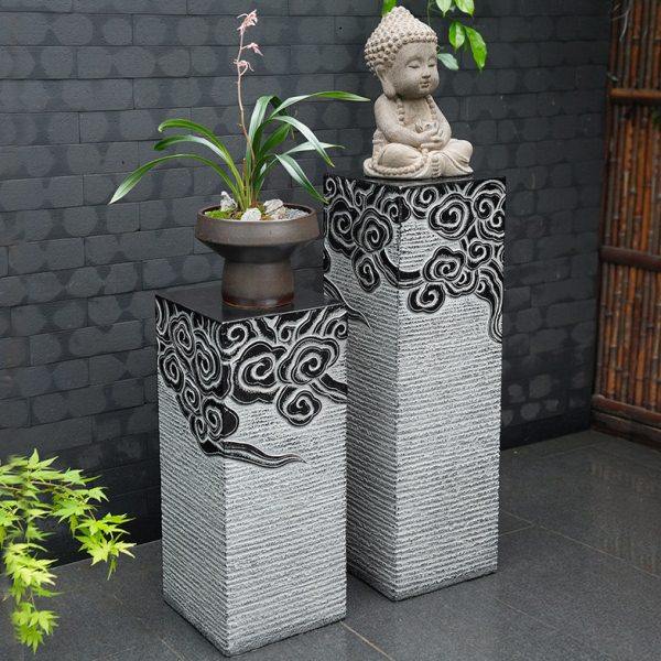 新中式祥云展示柱 仿石柱墩子落地摆件室外庭院花盆底座盆景花架,淘宝优惠券,粉丝福利购,淘宝优惠卷