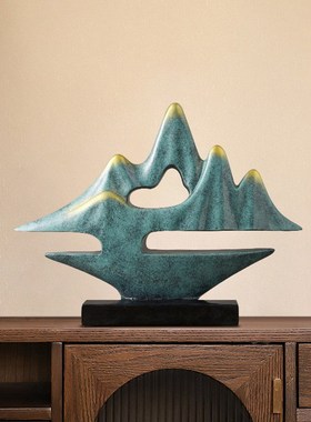 新中式假山摆件禅意软装酒柜玄y关客厅装饰大气办公室饰品开业礼