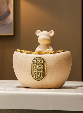 新中式只进不出福袋存钱罐2023年新款招财存钱筒客U厅电视柜装饰