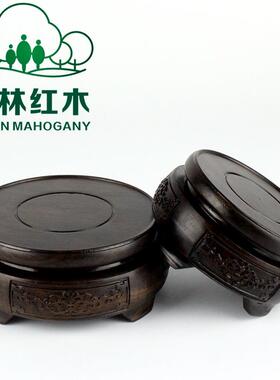 红木底座奇石玉石印章小摆件底座紫砂壶茶壶茶具圆形底座木托