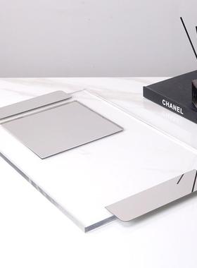 简约现代亚克力金属几何托盘摆件样板房茶几软装饰品客厅桌面摆设