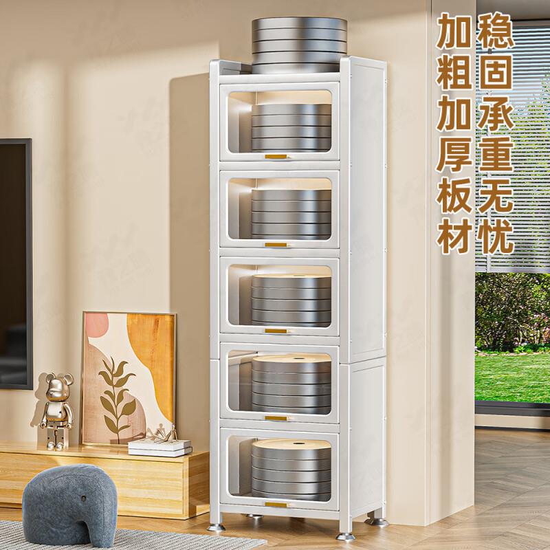 dnd厨房置物架收纳架钢制书架家用儿童夹缝书柜客厅带门防尘储物 - 图3