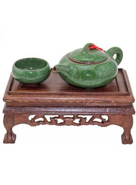 鸡翅木长方形有拦水线虎脚底座奇玉石头花盆景紫砂壶摆件实木底座