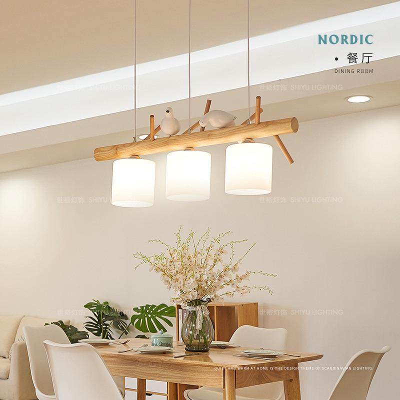 北欧现代简约实木餐厅吊灯创意个性led小鸟吊灯日式原木灯饰吊灯,淘宝优惠券,粉丝福利购,淘宝优惠卷