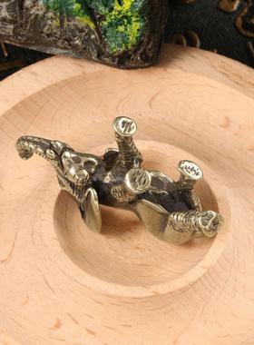 古玩实心古铜迷你象摆件仿古吉象茶宠桌面摆件古董铜雕仿古手把件