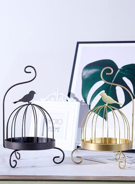 北欧风格夏日复古铁艺蚊香架创意金属鸟笼站猫趴猫蚊香架家居摆件