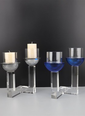 欧式轻奢创意水晶烛台摆件u客厅卧室餐厅茶几样板房办公室家居饰