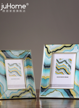 新古典轻奢托盘相框摆台摆件创意家居卧室样板P间简约现代软装摆